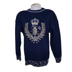 Vintage‎ Sandy Lo women's novelty Golf print sweater embroidered one size